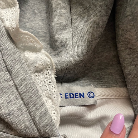 Gray Rhinestone Teddy Jacket with Script Design - Picture 4 of 4